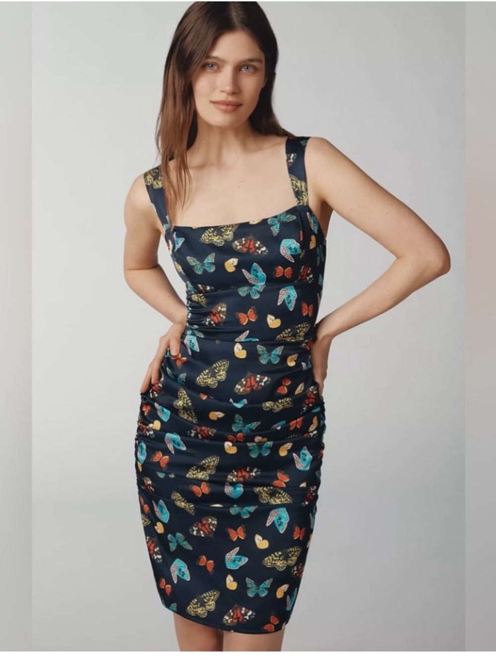 Maeve Butterfly-Print Navy Bodycon Dress